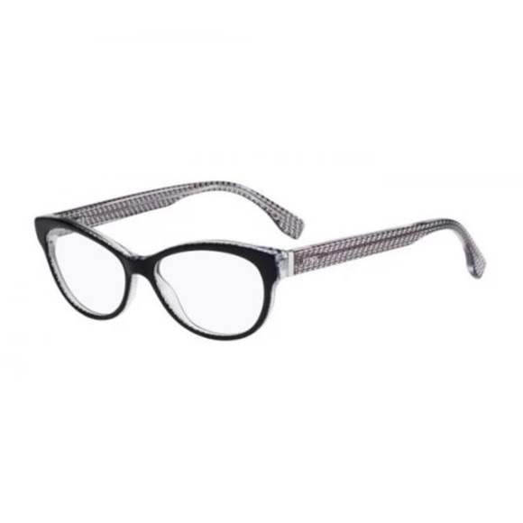 Fendi Oval RX Eyeglasses FF0109 6ZV Black/Transparent - Picture 2 of 5